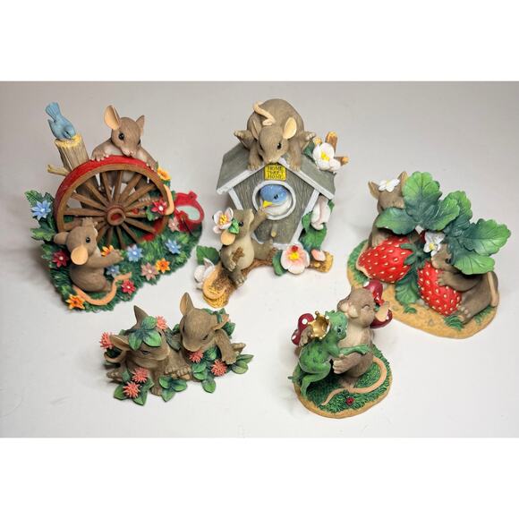 5 Fitz & Floyd Charming Tails Collectible Figurines Mice Collection Mouse Scenes - Picture 1 of 16